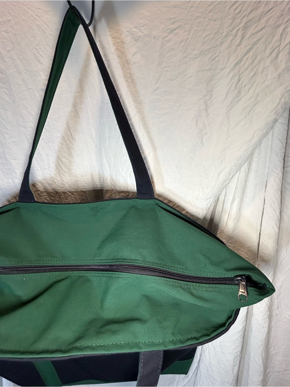Lands' End Canvas Pocket Tote Bag Navy Blue & Green - Monogrammed "LOA" Size XL - Picture 9 of 16